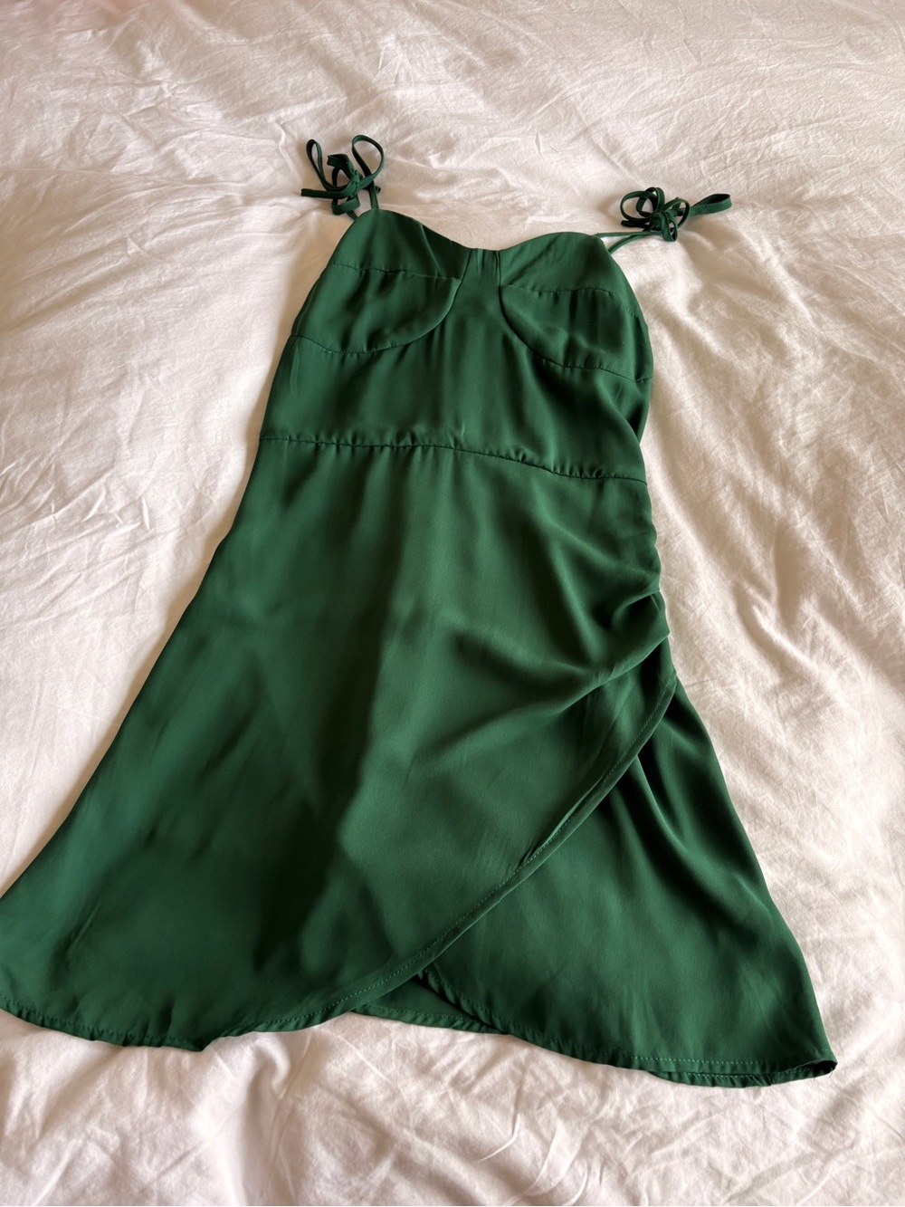 Forest Green Tie-Strap Mini Dress